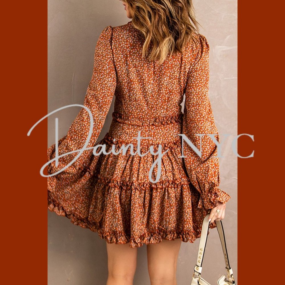 Bubble Sleeve Floral Ruffle Dress Mini - Picture 5 of 11